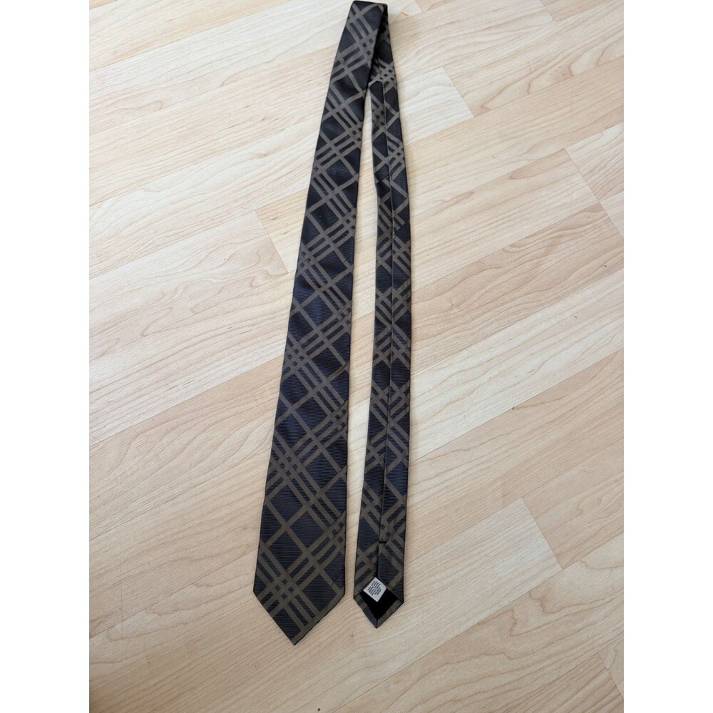Burberry London Brown Check 100% Silk Tie Necktie Hand Made In Italy 3”
